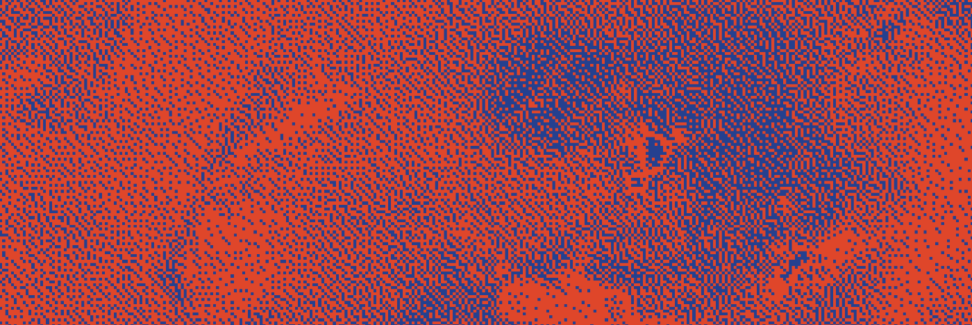 blue on red scatter pattern